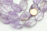 Natural Pink Amethyst- Faceted Oblong Hexagon Beads- High Quality- Full Strand 16" - 24*36mm Gemstone Beads