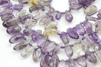 Natural Amethyst-Puffy Drops Beads- High Quality- Full Strand 16" - 10x20mm Gemstone Beads