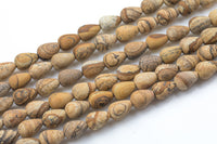 Natural Picture Jasper- Matte Teardrop- Beads- 2 Sizes- Special Shape- Full Strand- 16 Inches Gemstone Beads