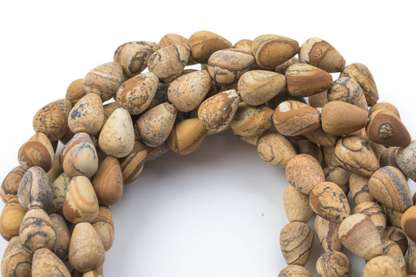 Natural Picture Jasper- Matte Teardrop- Beads- 2 Sizes- Special Shape- Full Strand- 16 Inches Gemstone Beads