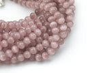 Cats Eye- Selenite Quartz- High Quality in Smooth Round, 4mm, 6mm, 8mm, 10mm, 12mm- Full Strand 15.5 inches Long- Mauve