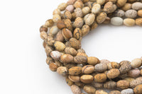 Natural Picture Jasper- Matte Barrel Shape-3 Sizes- Special Shape- Full Strand- 16 Inches Gemstone Beads