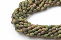 Natural Unakite Jasper- Matte Barrel Shape-3 Sizes- Special Shape- Full Strand- 16 Inches Gemstone Beads