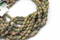 Natural Unakite Jasper- Matte Barrel Shape-3 Sizes- Special Shape- Full Strand- 16 Inches Gemstone Beads