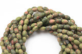 Natural Unakite Jasper- Matte Barrel Shape-3 Sizes- Special Shape- Full Strand- 16 Inches Gemstone Beads