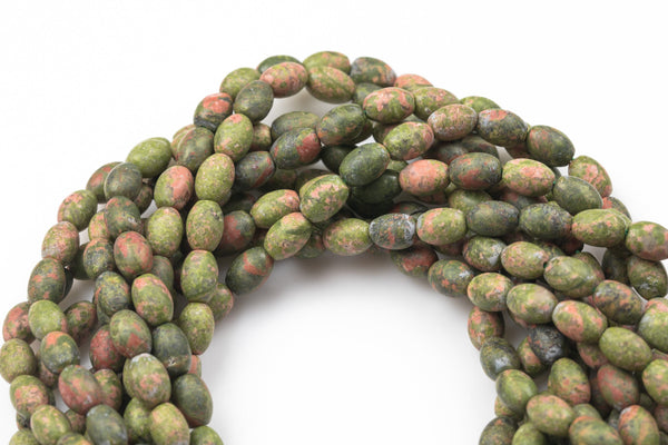 Natural Unakite Jasper- Matte Barrel Shape-3 Sizes- Special Shape- Full Strand- 16 Inches Gemstone Beads