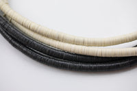 Authentic African Ethiopian Black Vinyl White and Black, Heishi Shaped, 3mm, 4mm, 6mm, 8mm - Full Strands. ~32"