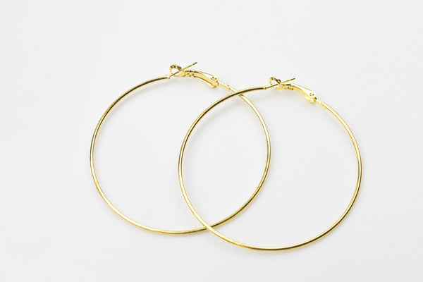 Hoop Earrings- 5 Sizes- 2 pcs 30mm 40mm Gold Plated