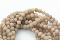 Light Latte Coffee Jade Matte Round Beads 6mm 8mm 10mm - Single or Bulk - 15.5"