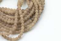 Matte Tan Jade Round Beads 6mm 8mm 10mm - Single or Bulk - 15.5" AAA Quality