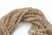 Matte Tan Jade Round Beads 6mm 8mm 10mm - Single or Bulk - 15.5" AAA Quality