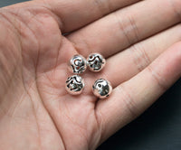 OM OHM SIGN Yoga Hindu Beads 925 Bali Sterling silver - 8mm or 10mm 2 per order-s5