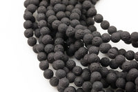 Natural Lava Rocks Diffuser Oil Round Beads - Lava Beads for Essential Oil - A Qual Full 15.5" Strand 4mm 6mm 8mm 10mm 12mm 14mm -Wholesale