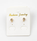 Classic EARRING STUD Findings Crystal CZ CZs 4mm Small Petite Size Classic Look - Gold Plated - 2 pairs / 4 pcs per order