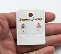 Classic EARRING STUD Findings Crystal CZ CZs 4mm Small Petite Size Classic Look - Gold Plated - 2 pairs / 4 pcs per order