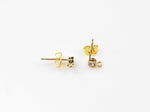 Classic EARRING STUD Findings Crystal CZ CZs 4mm Small Petite Size Classic Look - Gold Plated - 2 pairs / 4 pcs per order