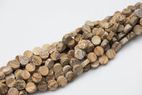 Natural Picture Jasper Beads Matte Beads - Coin Shaped 10mm - 1 strand ~15.5" - Special Exclusive Item Gemstone Beads