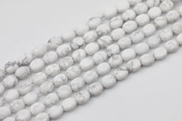 Natural White Howlite Beads Matte White Howlite Beads - Puffy Oval Egg Shaped 10x8mm - 1 strand ~15.5" - Special Exclusive Item