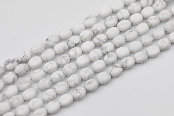 Natural White Howlite Beads Matte White Howlite Beads - Puffy Oval Egg Shaped 10x8mm - 1 strand ~15.5" - Special Exclusive Item