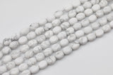Natural White Howlite Beads Matte White Howlite Beads - Puffy Oval Egg Shaped 10x8mm - 1 strand ~15.5" - Special Exclusive Item