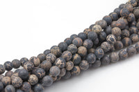 Natural AFRICAN Black Sea Sediment Aqua Terra Jasper Matte round 4mm 6mm 8mm 10mm 12mm Full 15.5 Inch Strands AAA Quality Gemstone Beads