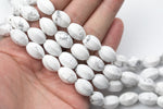 Natural White Howlite Matte Beads White Howlite Beads - 15x10mm Lantern - 1 strand ~15.5" - Special Exclusive Item Gemstone Beads