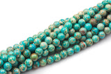 Natural Aqua Green AFRICAN Sea Sediment Jasper smooth round sizes 4mm, 6mm, 8mm, 10mm, 12mm- Full 15.5 Inch Strand- Smooth Gemstone Beads