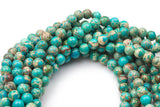 Natural Aqua Green AFRICAN Sea Sediment Jasper smooth round sizes 4mm, 6mm, 8mm, 10mm, 12mm- Full 15.5 Inch Strand- Smooth Gemstone Beads