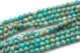 Natural Aqua Green AFRICAN Sea Sediment Jasper smooth round sizes 4mm, 6mm, 8mm, 10mm, 12mm- Full 15.5 Inch Strand- Smooth Gemstone Beads