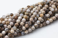 Natural Smokey Dentrite Agate Round sizes 6mm and 8mm Smooth Gemstone Beads