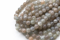 Natural Light Gray Multicolored Rainbow Moonstone Beads. Full Strand, 4mm, 6mm, 8mm, 12mm, or 14mm Beads (A quality) AAA Quality Smooth