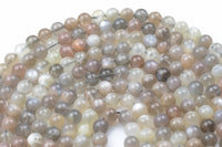 Natural Light Multi Rainbow Moonstone Beads Multicolor Pink Round 4mm 6mm 8mm 10mm Full 15.5 Inch Strand (A quality) Smooth Gemstone Beads