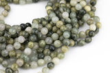 Natural Green Rutilated Quartz Beads Grade AAA Faceted Round 6mm, 8mm, 10mm, 12mm- Full 15.5 Inch Strand Gemstone Beads