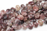 Natural Strawberry Quartz- ~16x23mm - Hand Faceted Flat Rectangular Nuggets - 16" Strand Gemstone Beads