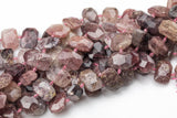 Natural Strawberry Quartz- ~16x23mm - Hand Faceted Flat Rectangular Nuggets - 16" Strand Gemstone Beads