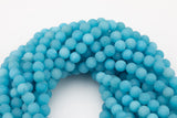 Deep Sky Blue- JADE Matte Round- 6mm 8mm 10mm 12mm-Full Strand 15.5 inch Strand AAA Quality