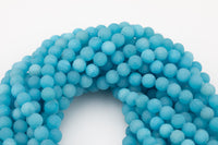 Deep Sky Blue- JADE Matte Round- 6mm 8mm 10mm 12mm-Full Strand 15.5 inch Strand AAA Quality