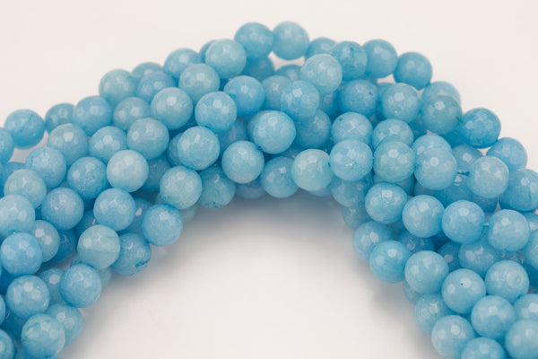 Blue- JADE Faceted Round -Full Strand 15.5 inch Strand, 4mm, 6mm, 8mm, 12mm, or 14mm Beads-Full Strand 15.5 inch Strand