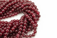 True Maroon Red Jade Smooth Round Beads 4mm 6mm 8mm 10mm 12mm - Single or Bulk - 15.5" AAA Quality