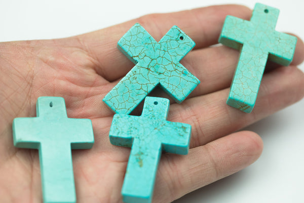 Turquoise Crosses - 30x45mm- 1 piece