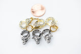 3 Lobster Clasps - Pave Crystal Medium Size Double Sided - Gold or Gunmetal Marcasite - 11*20mm - 3 pcs