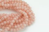 Peach Jade, High Quality in Smooth Round- 6mm, 8mm, 10mm, 12mm -Full Strand 15.5 inch Strand