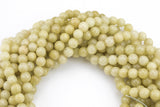 Light Olive Yellow Jade- Faceted Round 4mm 6mm 8mm 10mm 12mm - Single or Bulk - 15.5"