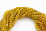 Yellow Jade- Faceted Round 4mm 6mm 8mm 10mm 12mm - Single or Bulk - 15.5"