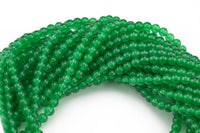 Green Jade, High Quality in Smooth Round- 6mm, 8mm, 10mm, 12mm -Full Strand 15.5 inch Strand