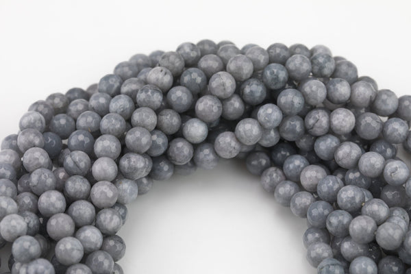 Natural Gray Jade- Faceted Round 4mm 6mm 8mm 10mm 12mm - Single or Bulk - 15.5" AAA Quality AAA Quality Gemstone Beads