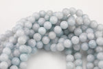 Light Aquamarine Jade, High Quality in Smooth Round- 6mm, 8mm, 10mm, 12mm -Full Strand 15.5 inch Strand