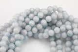 Light Aquamarine Jade, High Quality in Smooth Round- 6mm, 8mm, 10mm, 12mm -Full Strand 15.5 inch Strand