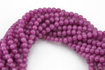 Flower Violet Jade, High Quality in Smooth Round- 6mm, 8mm, 10mm, 12mm -Full Strand 15.5 inch Strand