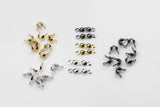 Clam Shell Crimp tips - 4mm wide - High Quality Gold, Silver, or Gunmetal Plating - 20 pieces